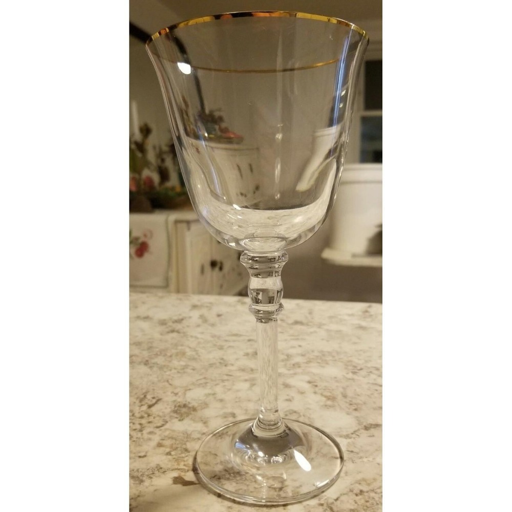 Ralph Lauren Water Goblet Crystal Landon Gold Glass